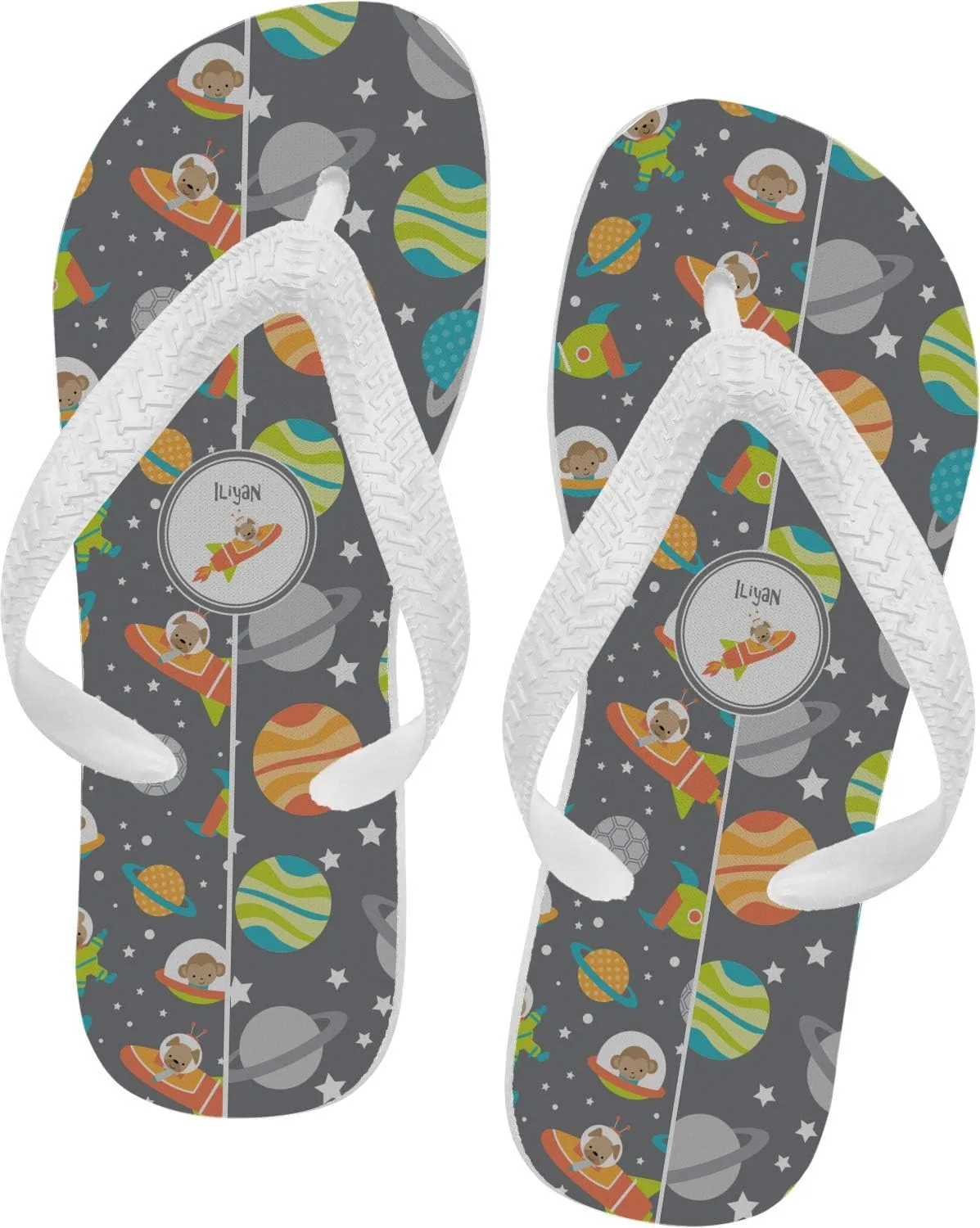 Personalized Space Explorer Flip Flops - XSmall