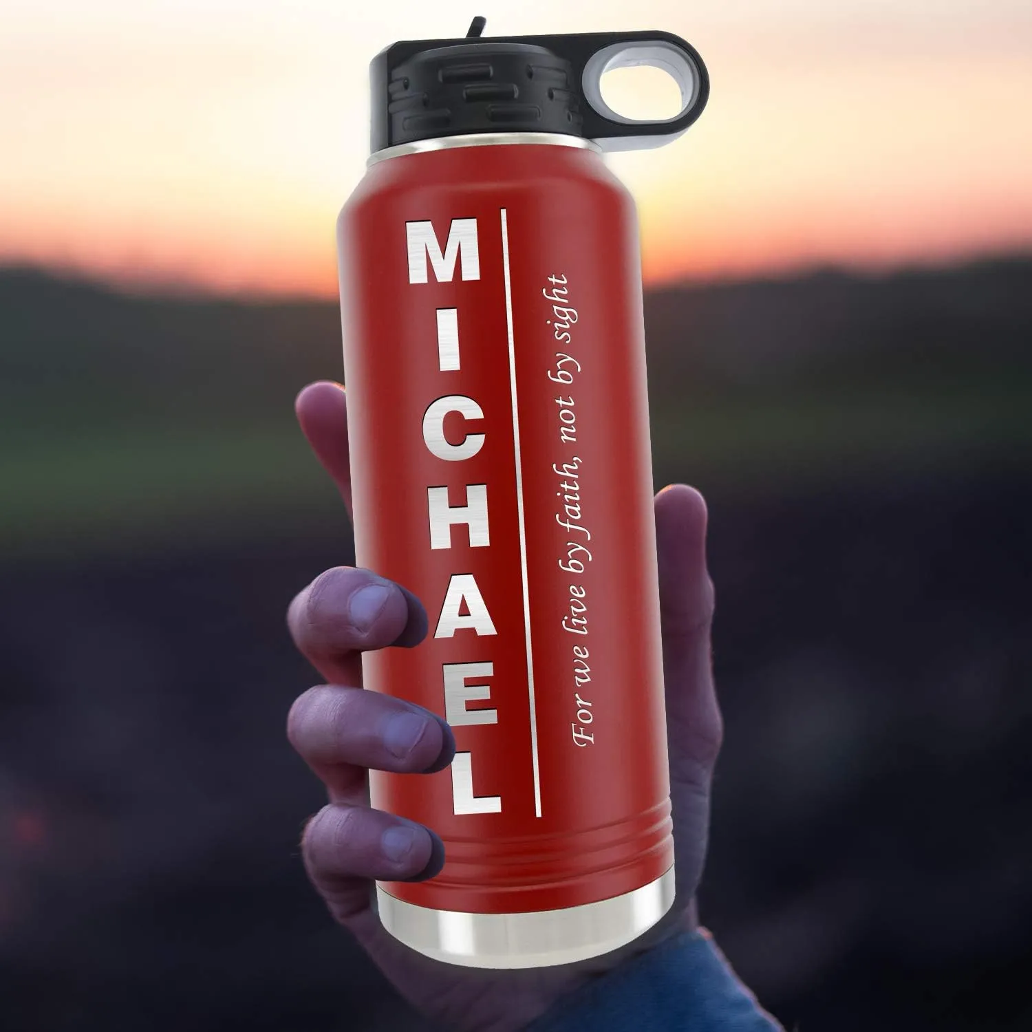 Personalized Water Bottle for Women 40oz/32oz, Customized Insulated Water Flask, Stainless Steel Sports Thermos Tumbler, Mother's Day Gift, Name/Text Engraved by iProductsUS (Red)