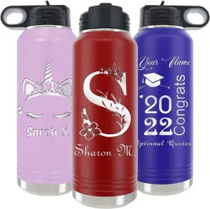 Personalized Water Bottle for Women 40oz/32oz, Customized Insulated Water Flask, Stainless Steel Sports Thermos Tumbler, Mother's Day Gift, Name/Text Engraved by iProductsUS (Red)