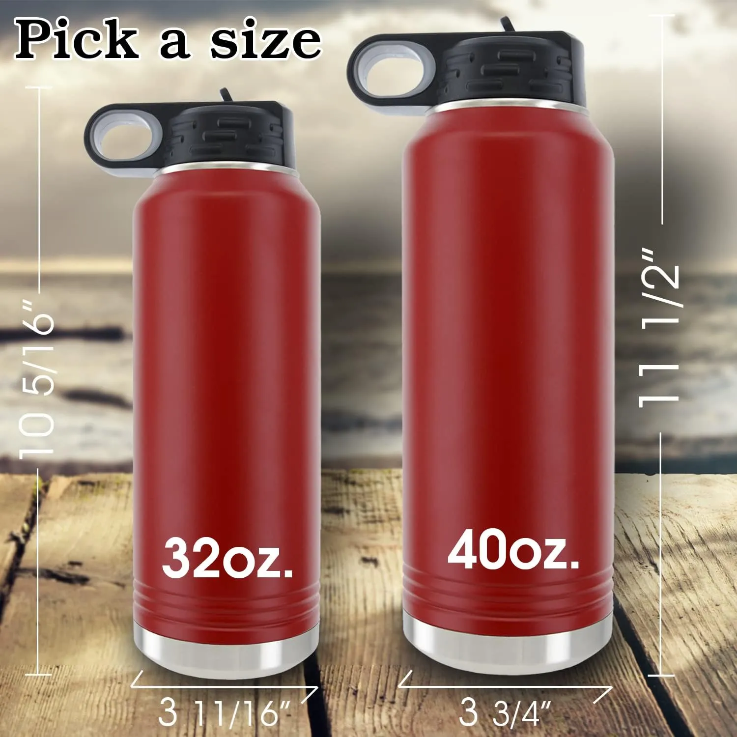 Personalized Water Bottle for Women 40oz/32oz, Customized Insulated Water Flask, Stainless Steel Sports Thermos Tumbler, Mother's Day Gift, Name/Text Engraved by iProductsUS (Red)