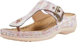 Pinch Toe Sandal Women's Summer New Round Head Hollow Metal Slope And Outer Plaid Herringbone Fuzzy Heels for Women