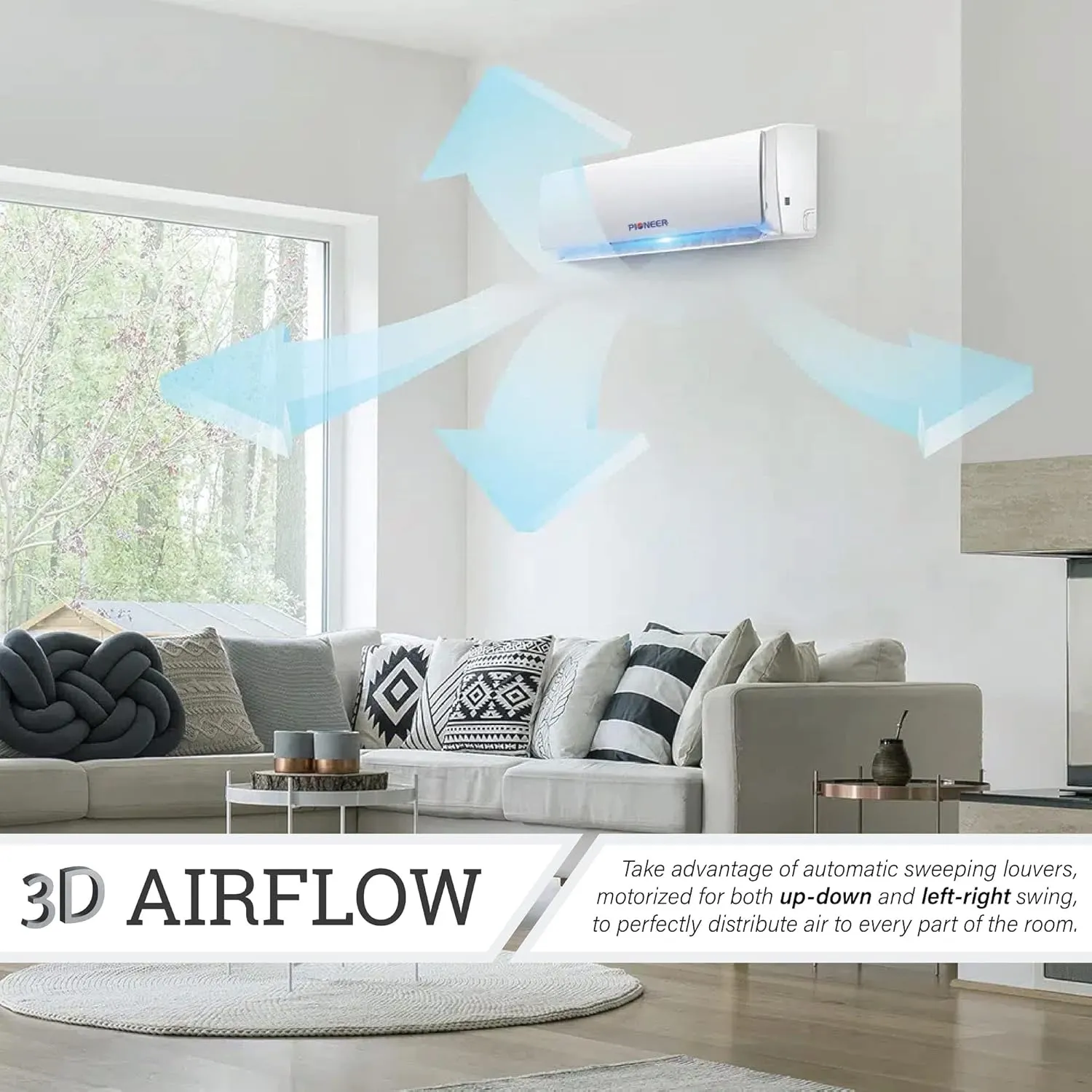 Pioneer Diamante Series Ductless Mini-Split Air Conditioner Inverter Heat Pump Full Set with 16 Ft. Kit