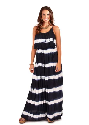 Pistachio Tie Dye Strappy Long Maxi Summer Dress D607 Navy Pink Purple