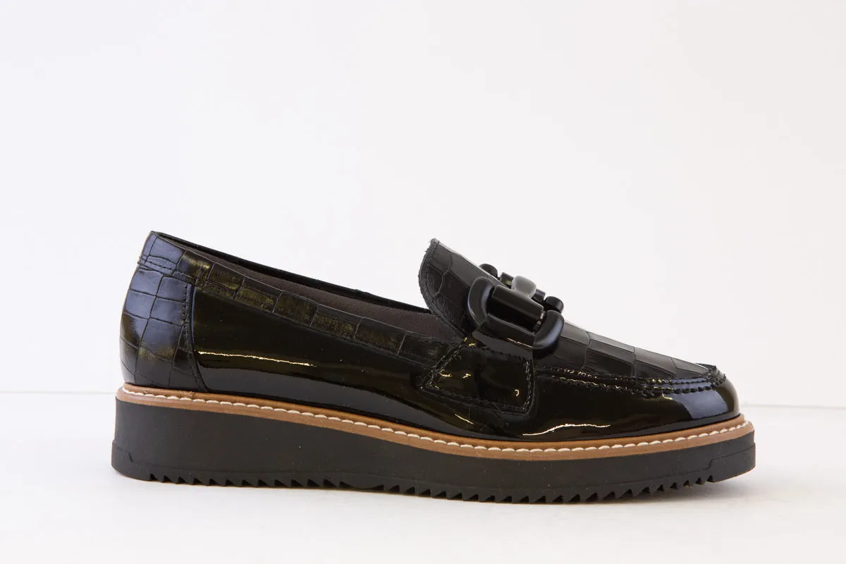 PITILLOS - 5390 SLIP-ON SHOE - BLACK PATENT COMBI