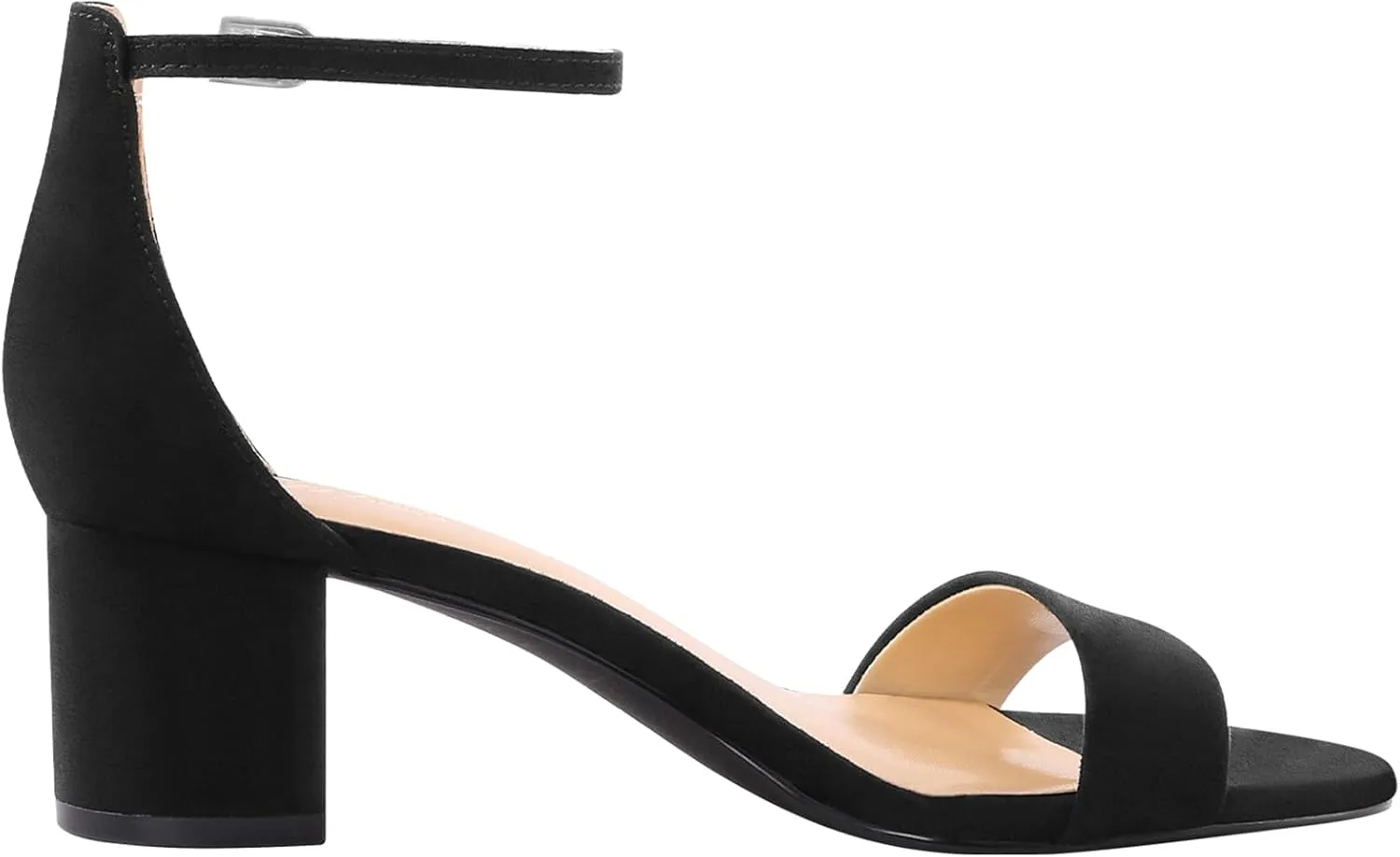 PIZZ ANNU Women's Low Block Chunky Heels Sandals Comfortable Open Toe Ankle Strap Party Dress Pump Shoes Strappy Buckle Heeled Sandal with 2 Inches Tall Thick Heel Design