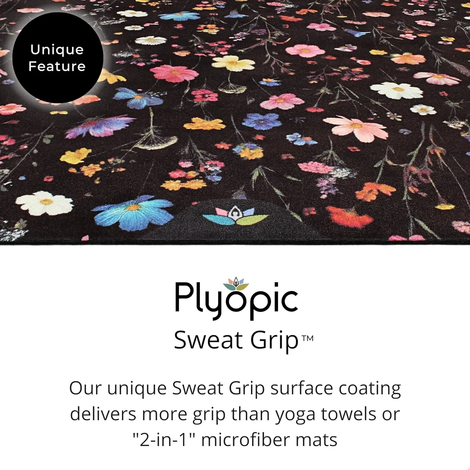 Plyopic. All In One Yoga Mat | Luxury Sweat-Grip Mat/Towel Combo | Ideal for Yoga, Hot Yoga, Bikram, Pilates, Workout & Exercise | Eco-Friendly Natural Rubber
