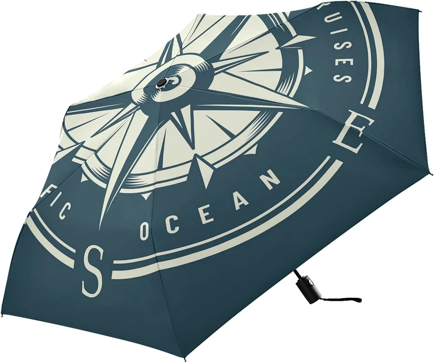 Poeticcity Automatic Folding Umbrella, Auto Open/Close Anti-UV 3 Folds Parasol, Compact Windproof Strong Umbrellas for Travel Sun & Rain