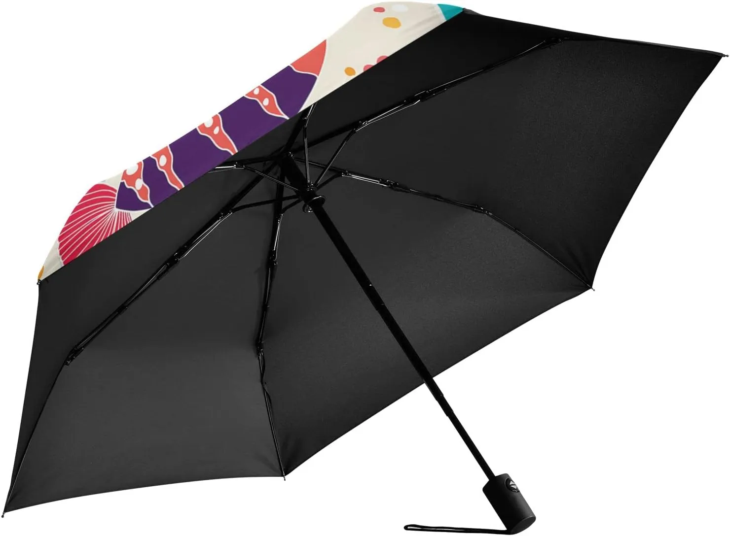 Poeticcity Automatic Folding Umbrella, Auto Open/Close Anti-UV 3 Folds Parasol, Compact Windproof Strong Umbrellas for Travel Sun & Rain