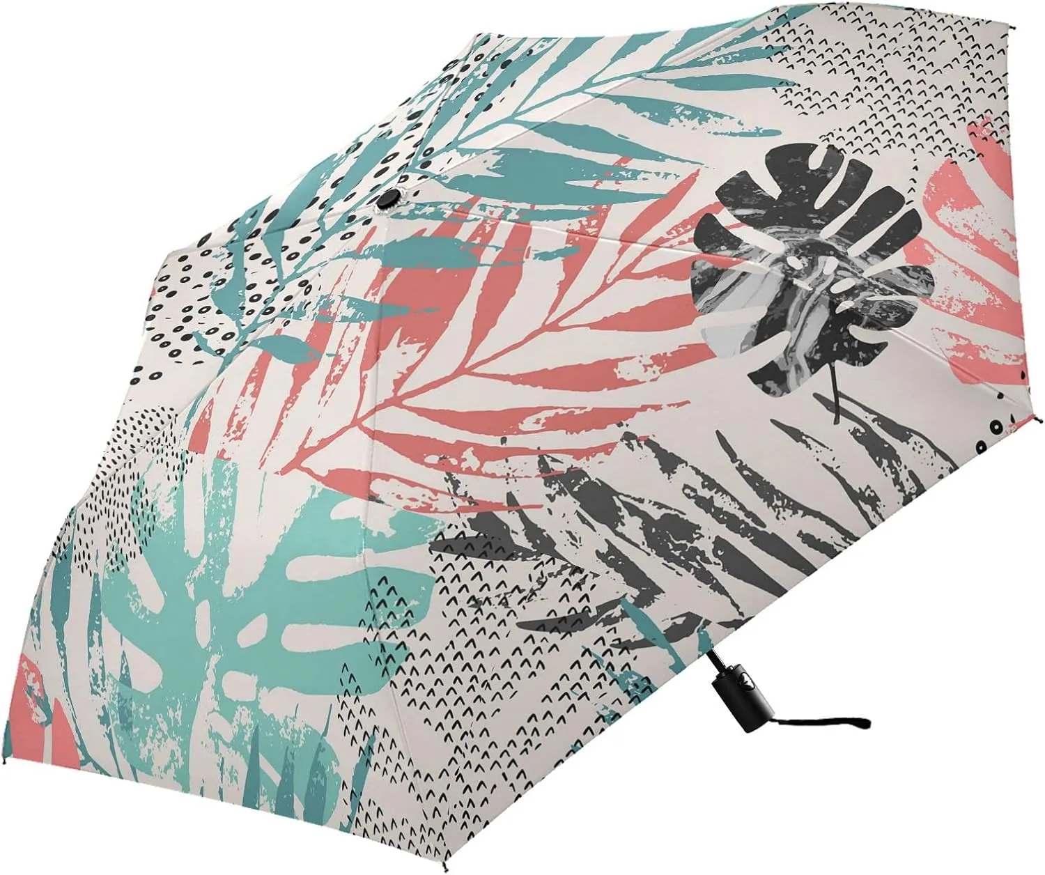 Poeticcity Automatic Folding Umbrella, Auto Open/Close Anti-UV 3 Folds Parasol, Compact Windproof Strong Umbrellas for Travel Sun & Rain