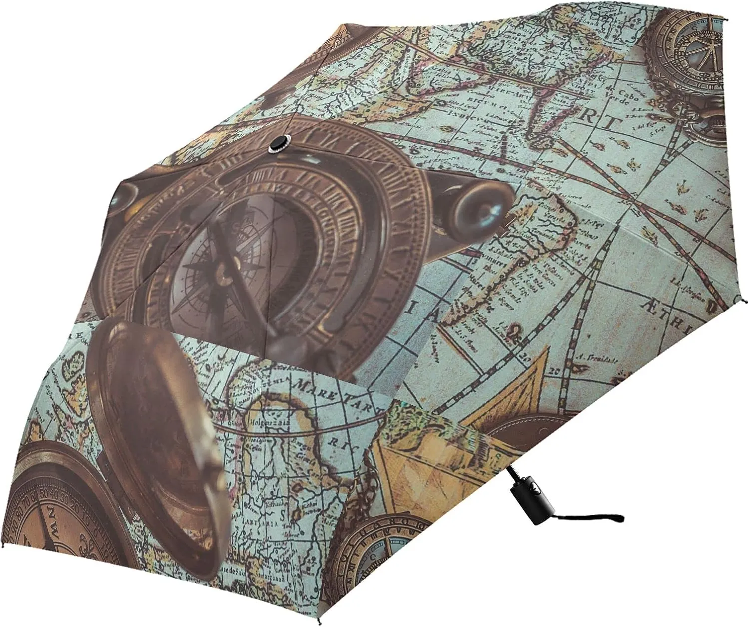 Poeticcity Automatic Folding Umbrella, Auto Open/Close Anti-UV 3 Folds Parasol, Compact Windproof Strong Umbrellas for Travel Sun & Rain