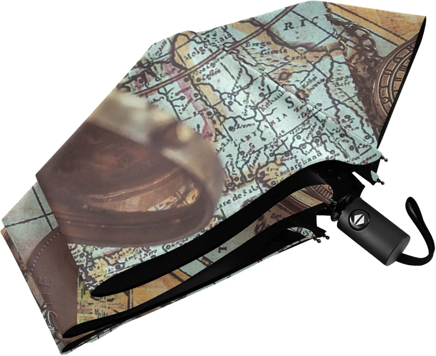 Poeticcity Automatic Folding Umbrella, Auto Open/Close Anti-UV 3 Folds Parasol, Compact Windproof Strong Umbrellas for Travel Sun & Rain