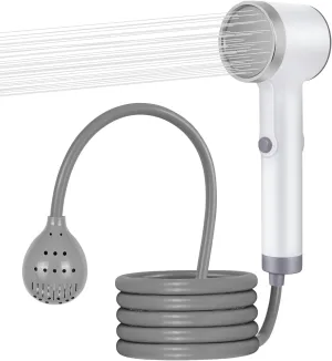 Portable Shower for Camping, Rechargeable Outdoor Shower Pump with Steady Stream, Battery Powered Handheld Shower, Pumps Water from Bucket with 1~2 hours runtime, Travel & Backpacking Essentials