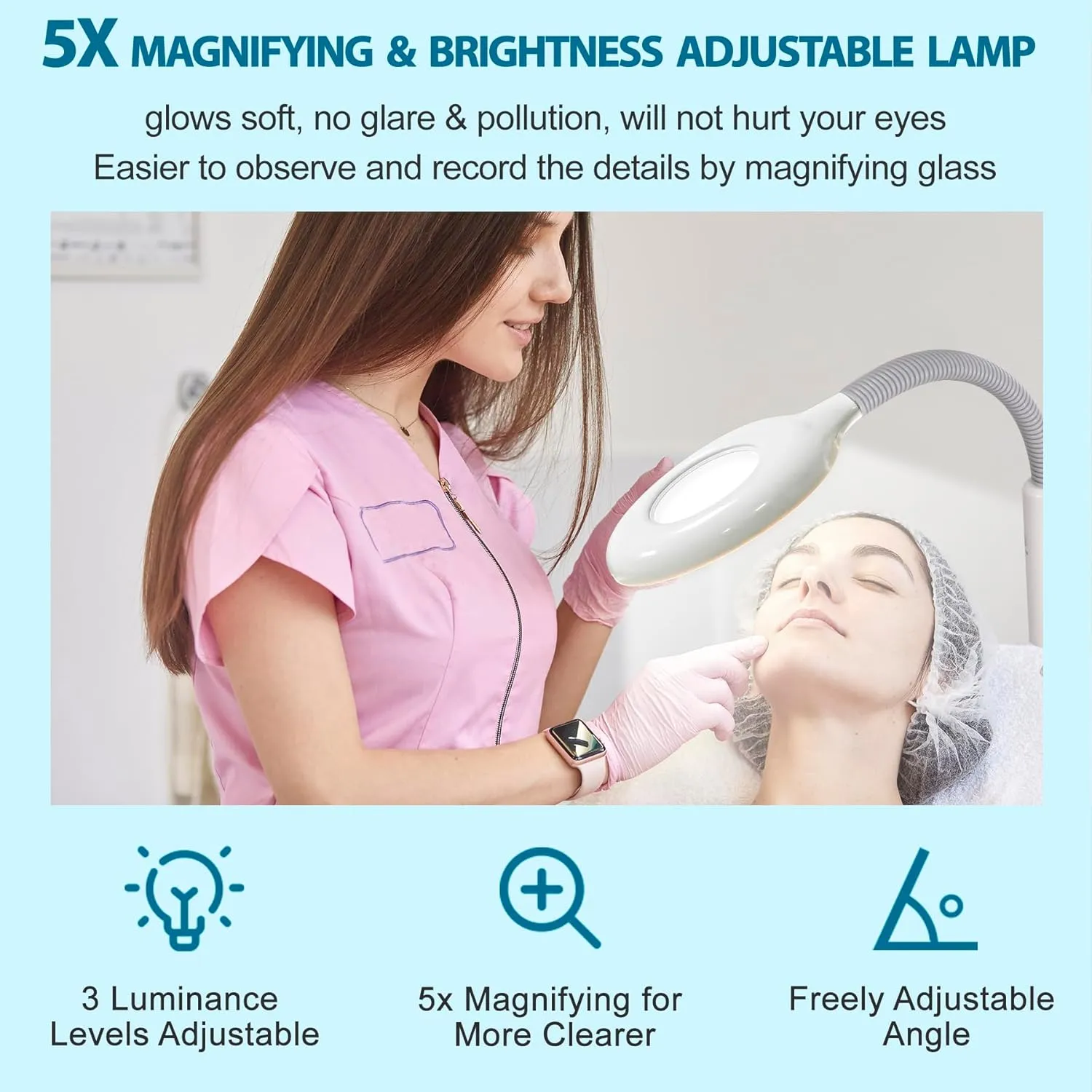 Professional 3 in 1 Facial Steamer for Face Deep Cleaning Ozone Face Steamer with 5X Magnifying Lamp Hot Mist Function for Salon Spa Home Beauty Equipment