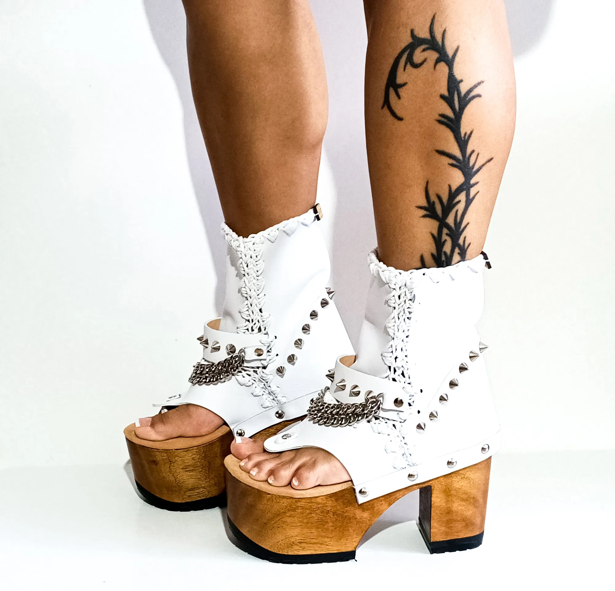 Punk white boots
