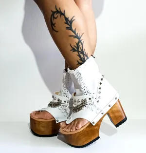 Punk white boots