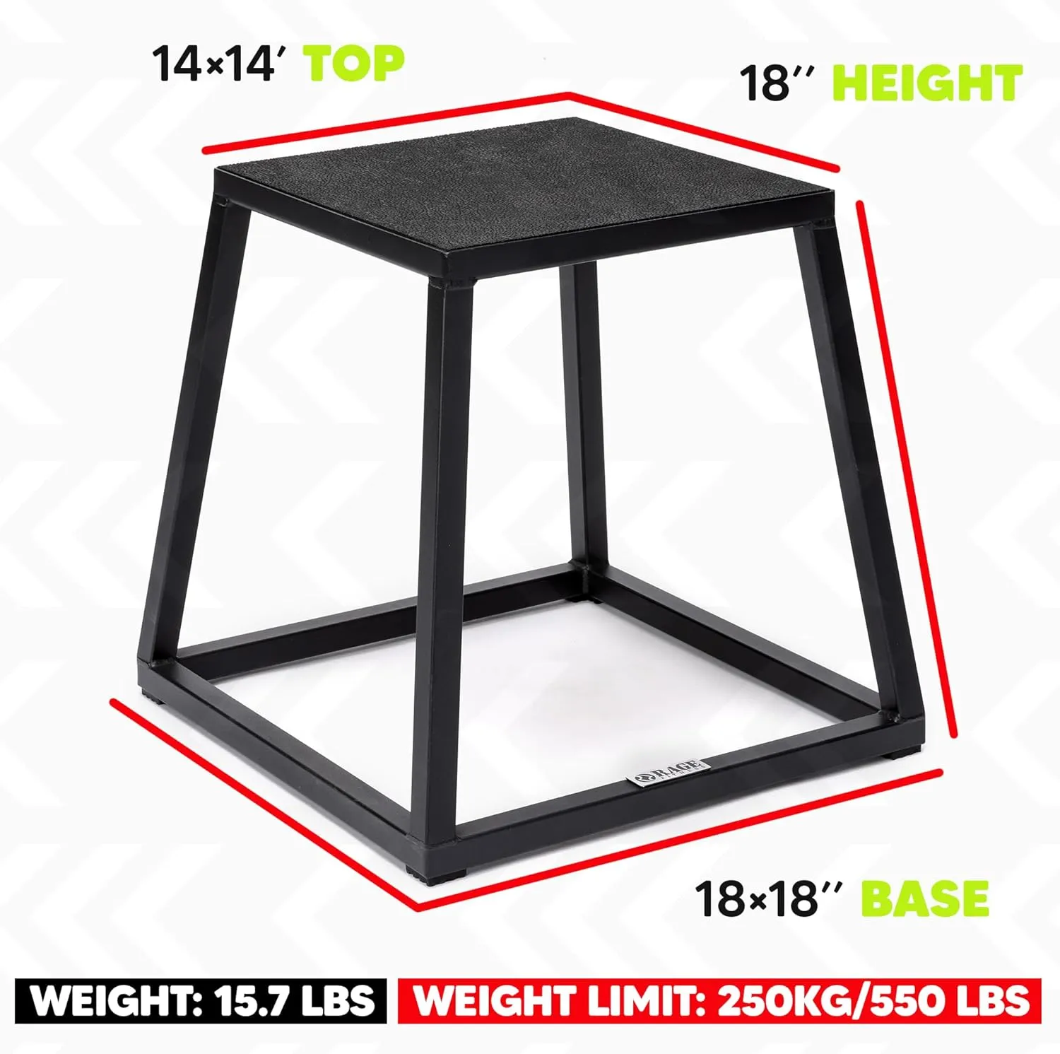 Rage Fitness Steel Plyo Box 12-18-24 Inch High Anti-Slip Pre-Assembled Plyometric Jump Box for Home Gym Conditioning and Strength Training (Sold Individually) Plyometric Platform Step