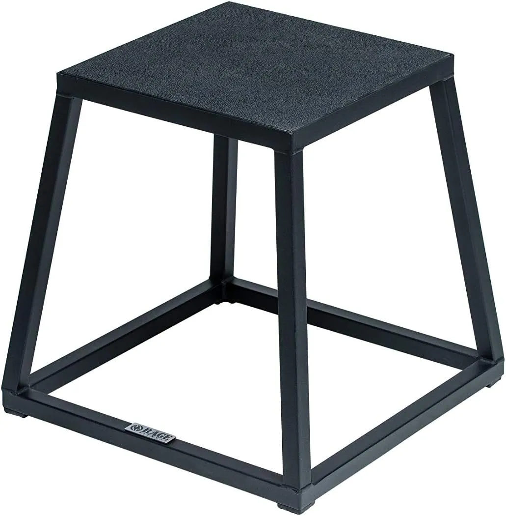 Rage Fitness Steel Plyo Box 12-18-24 Inch High Anti-Slip Pre-Assembled Plyometric Jump Box for Home Gym Conditioning and Strength Training (Sold Individually) Plyometric Platform Step