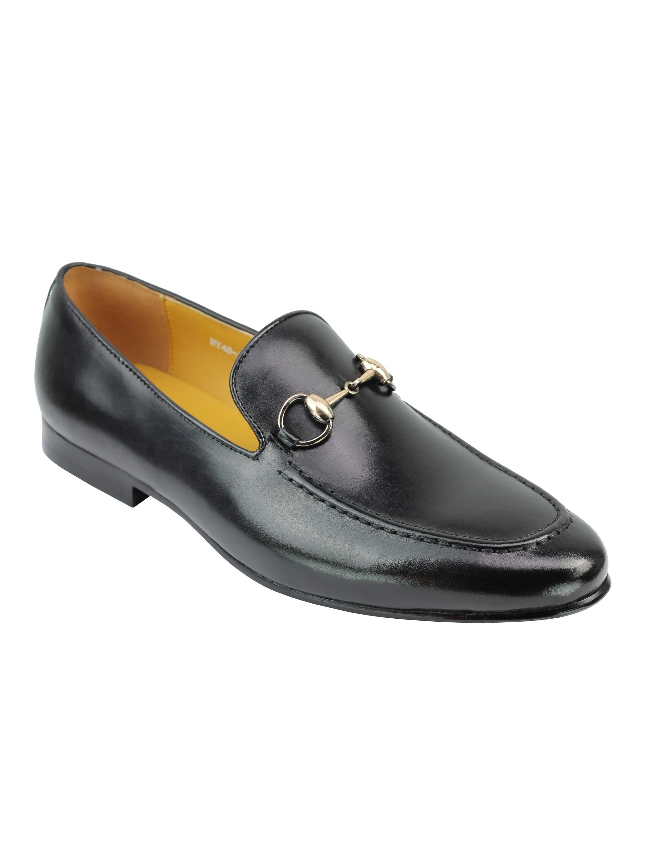 Real Leather Horse bit Snaffel Black Loafers