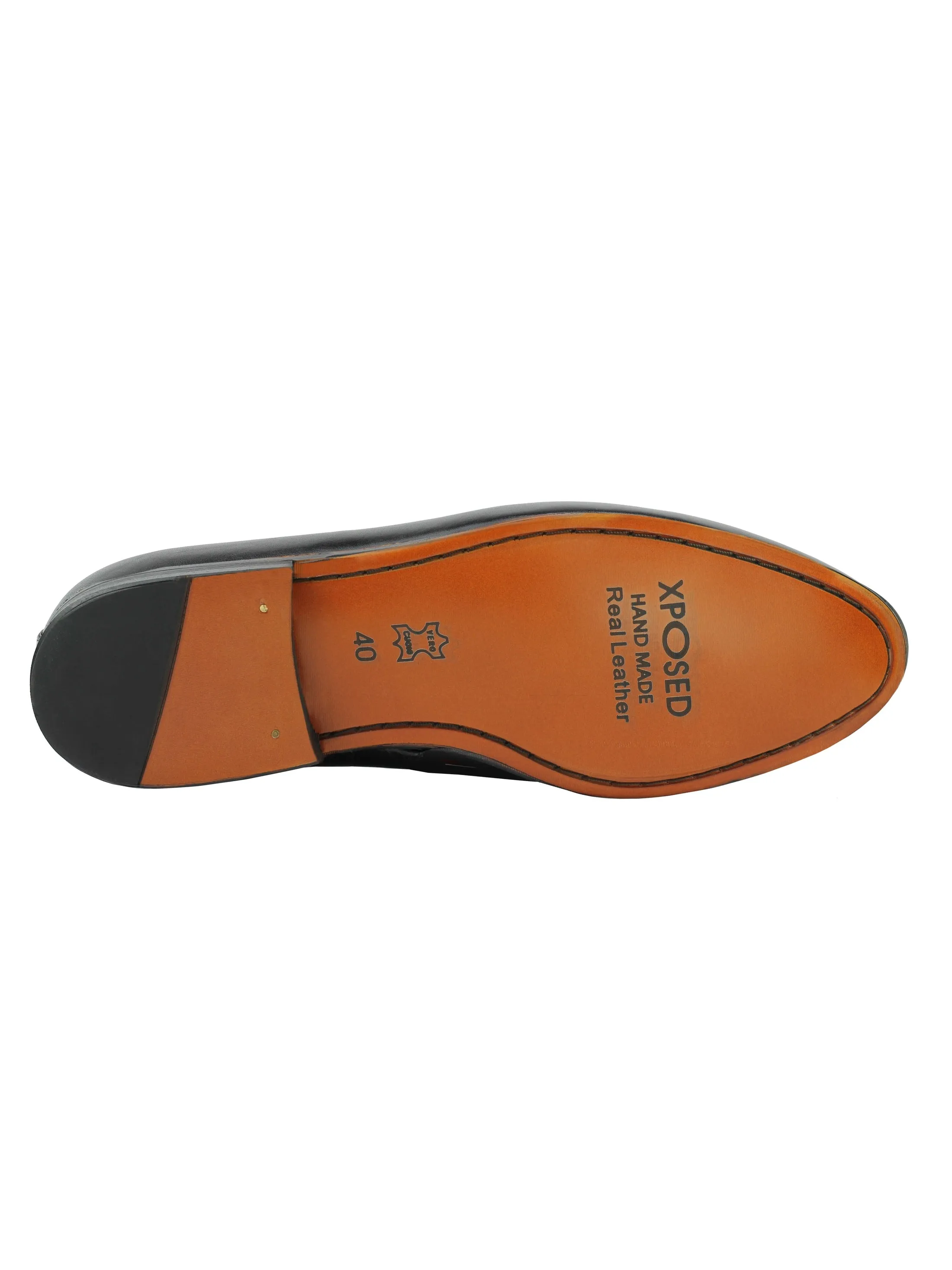 Real Leather Horse bit Snaffel Black Loafers