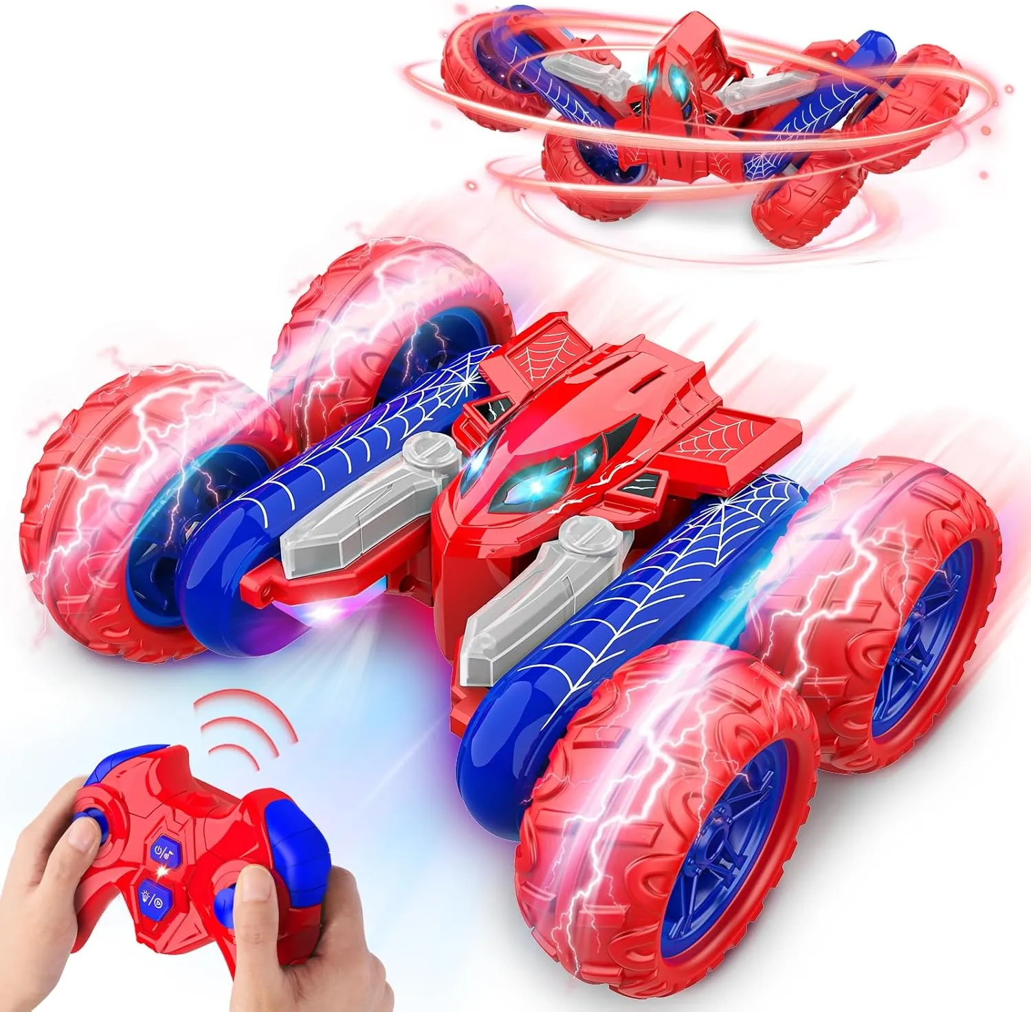 Remote Control Car Toys: Double Sided RC Cars Outdoor Toy for 4 5 6 7 8 9 10 Year Old Boys Girls Ages 5-7 Birthday Gifts Rechargeable Upright Stunt Car 360° Flip 4WD Gifts Age 4-6-13