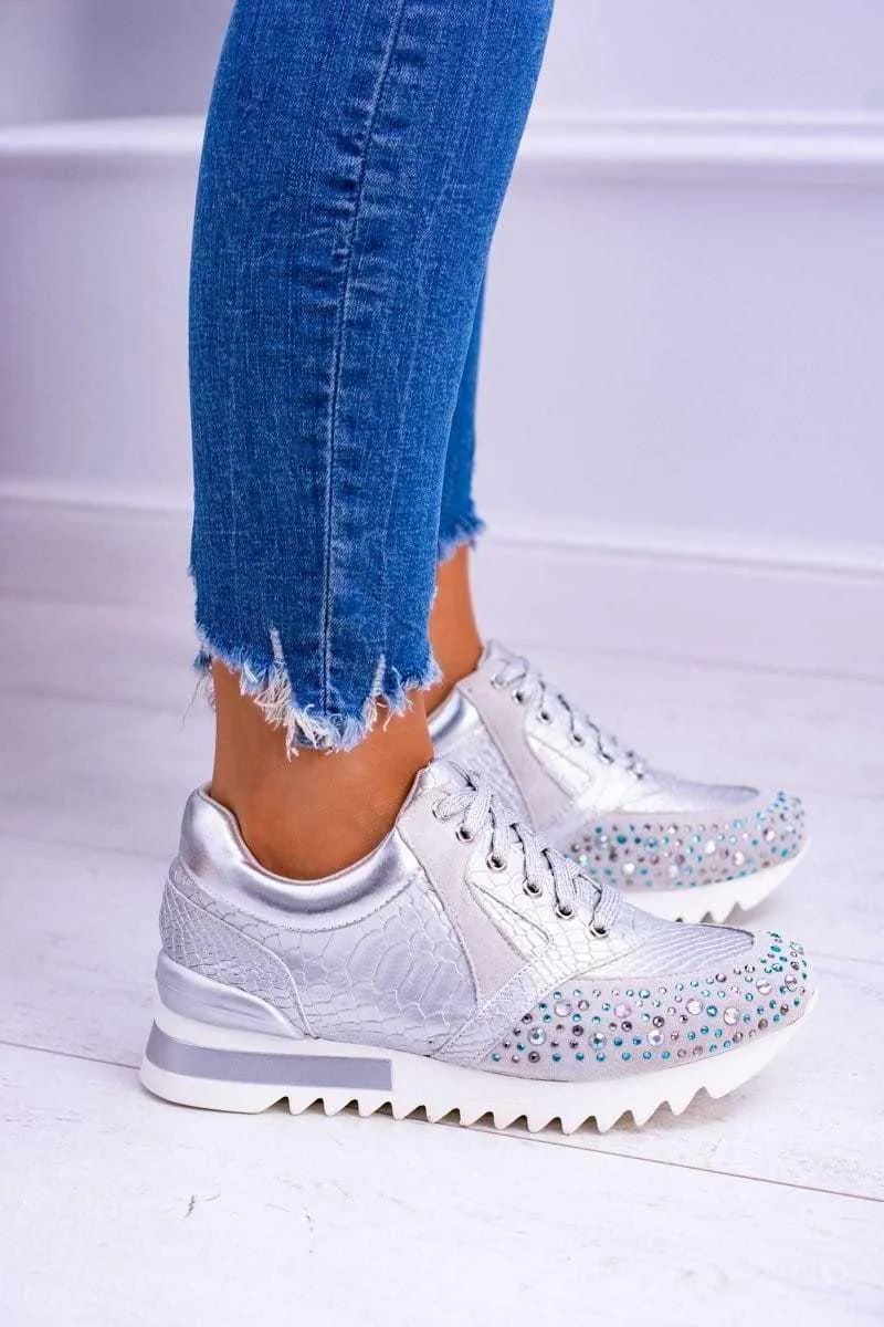 Rhinestone Fashion Plus Size Women's Sports Running Shoes