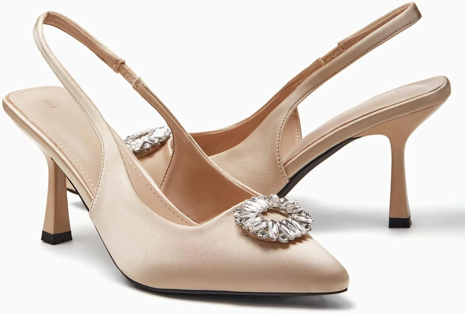 Rilista Women's Slingback Heels Rhinestone Closed Pointed Toe Wedding Party Dress Pumps Shoes