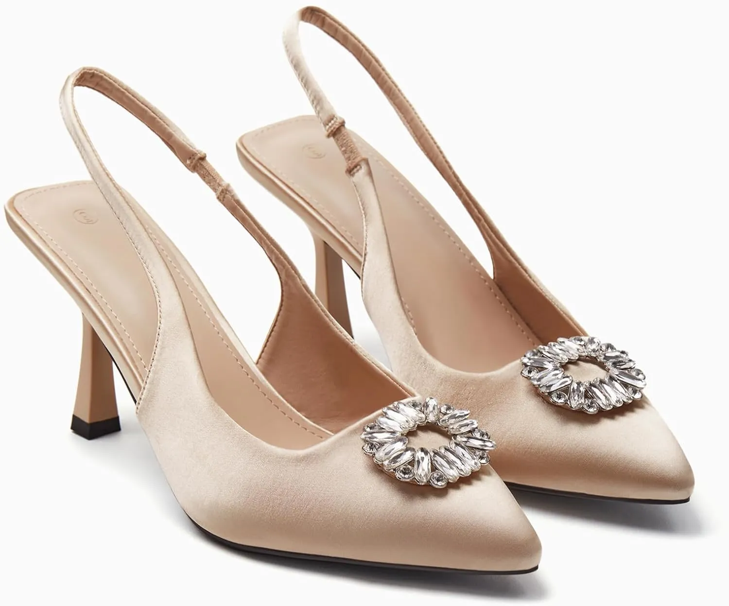 Rilista Women's Slingback Heels Rhinestone Closed Pointed Toe Wedding Party Dress Pumps Shoes