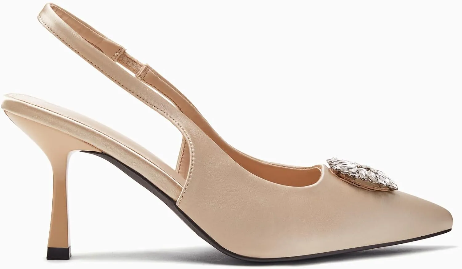 Rilista Women's Slingback Heels Rhinestone Closed Pointed Toe Wedding Party Dress Pumps Shoes