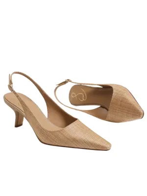Sam Edelman Bianka Slingback Tan Raffia Heel