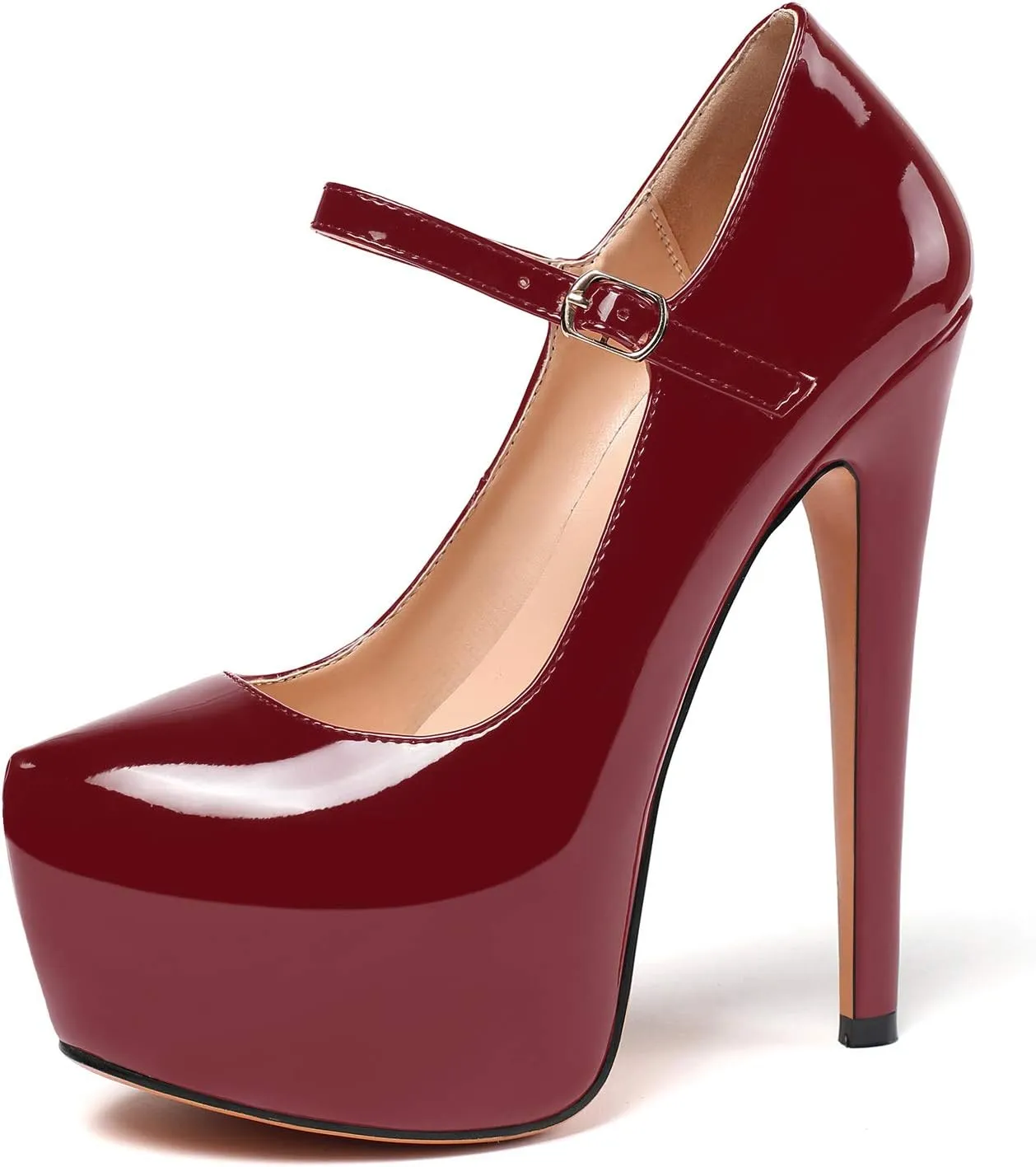 SAMMITOP Women's Round Toe High Heel Mary Jane Dress Pumps Platform Stiletto Shoes