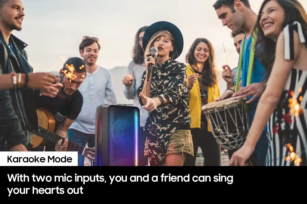 SAMSUNG MX-ST90B Sound Tower High Power Audio, 1700W Floor Standing Speaker, Bi-Directional Sound, IPX5 Water Resistant, Party Lights  , Karaoke, Wheels Included, Bluetooth Multi-Connection, 2022