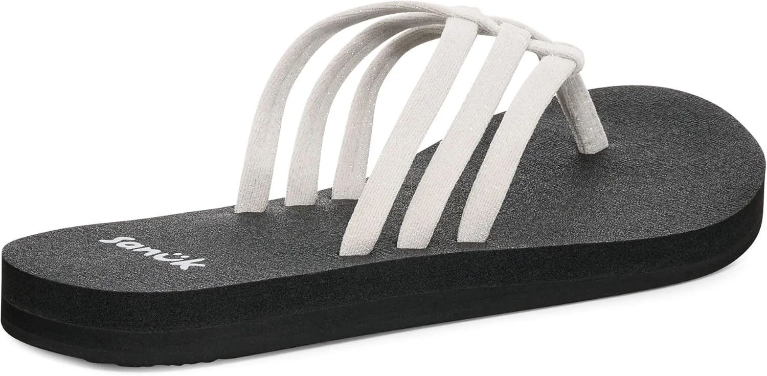 Sanuk Yoga Sandy II Sparkle | Flip Flops for Women | Yoga Sandals For Women | Women's Beach Sandals | Memory Foam Footbed
