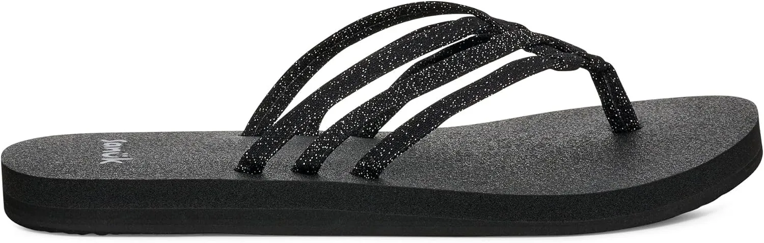 Sanuk Yoga Sandy II Sparkle | Flip Flops for Women | Yoga Sandals For Women | Women's Beach Sandals | Memory Foam Footbed