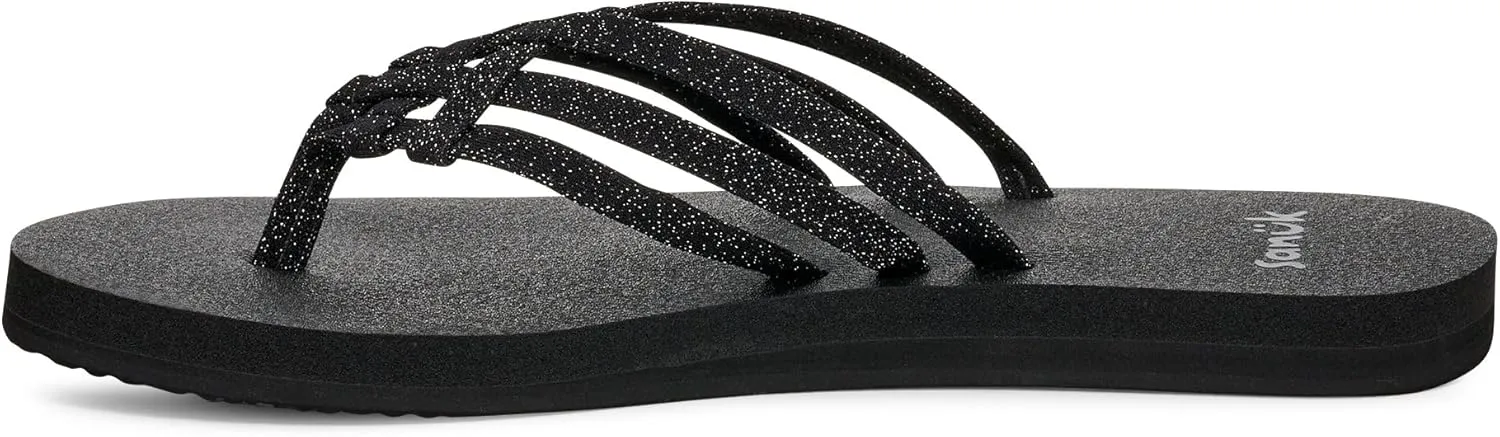 Sanuk Yoga Sandy II Sparkle | Flip Flops for Women | Yoga Sandals For Women | Women's Beach Sandals | Memory Foam Footbed