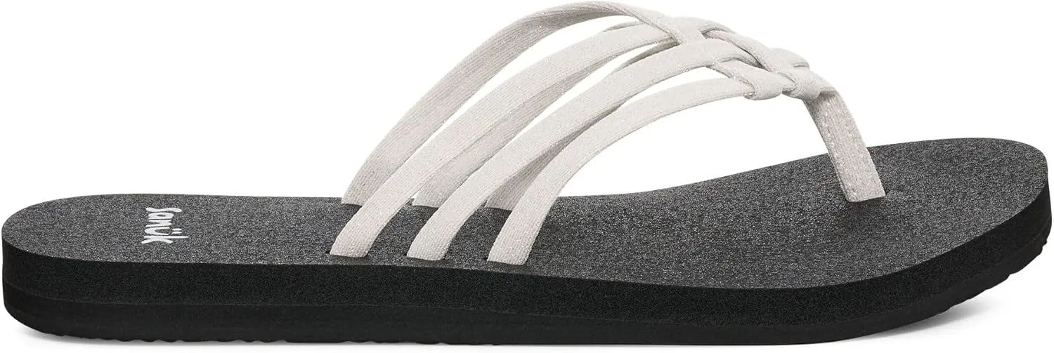 Sanuk Yoga Sandy II Sparkle | Flip Flops for Women | Yoga Sandals For Women | Women's Beach Sandals | Memory Foam Footbed