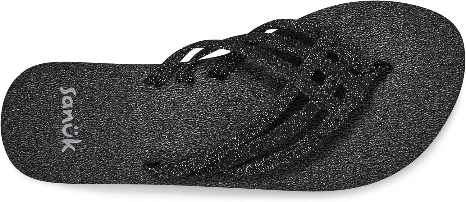Sanuk Yoga Sandy II Sparkle | Flip Flops for Women | Yoga Sandals For Women | Women's Beach Sandals | Memory Foam Footbed