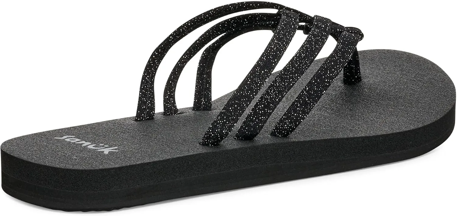 Sanuk Yoga Sandy II Sparkle | Flip Flops for Women | Yoga Sandals For Women | Women's Beach Sandals | Memory Foam Footbed