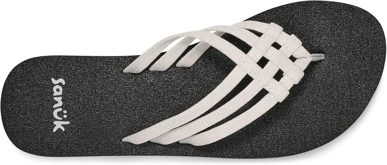 Sanuk Yoga Sandy II Sparkle | Flip Flops for Women | Yoga Sandals For Women | Women's Beach Sandals | Memory Foam Footbed