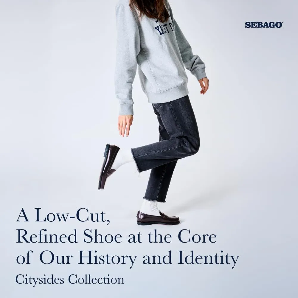 Sebago Women's Classic Dan Leather Penny Loafers – Hand-Sewn Slip-On Moccasins with Leather Sole & Timeless Design