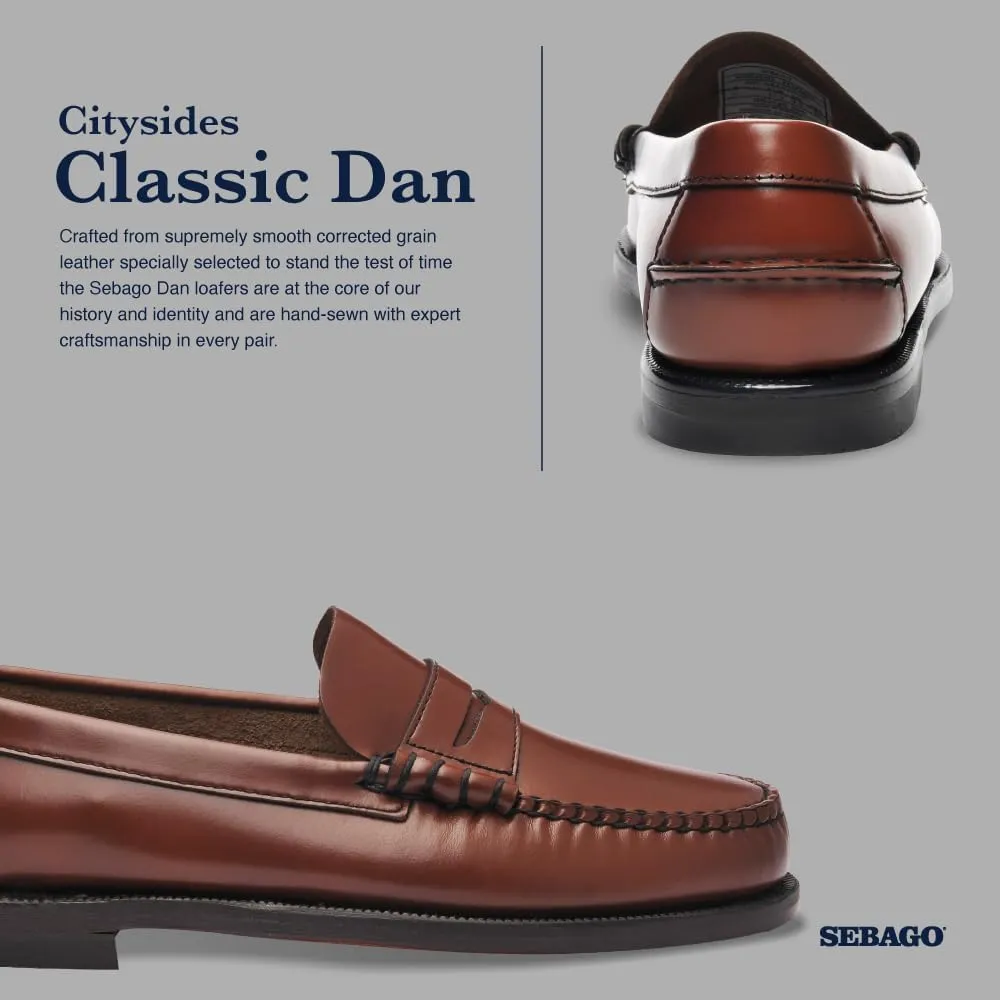 Sebago Women's Classic Dan Leather Penny Loafers – Hand-Sewn Slip-On Moccasins with Leather Sole & Timeless Design