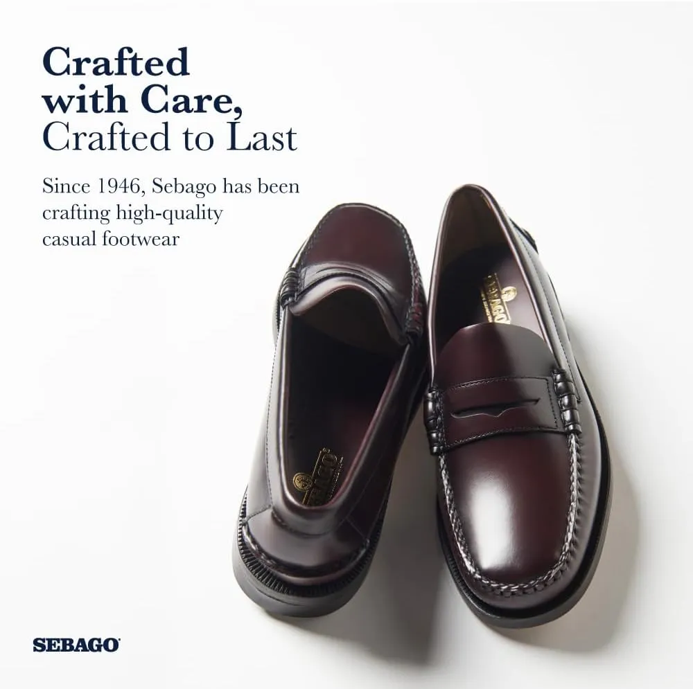 Sebago Women's Classic Dan Leather Penny Loafers – Hand-Sewn Slip-On Moccasins with Leather Sole & Timeless Design