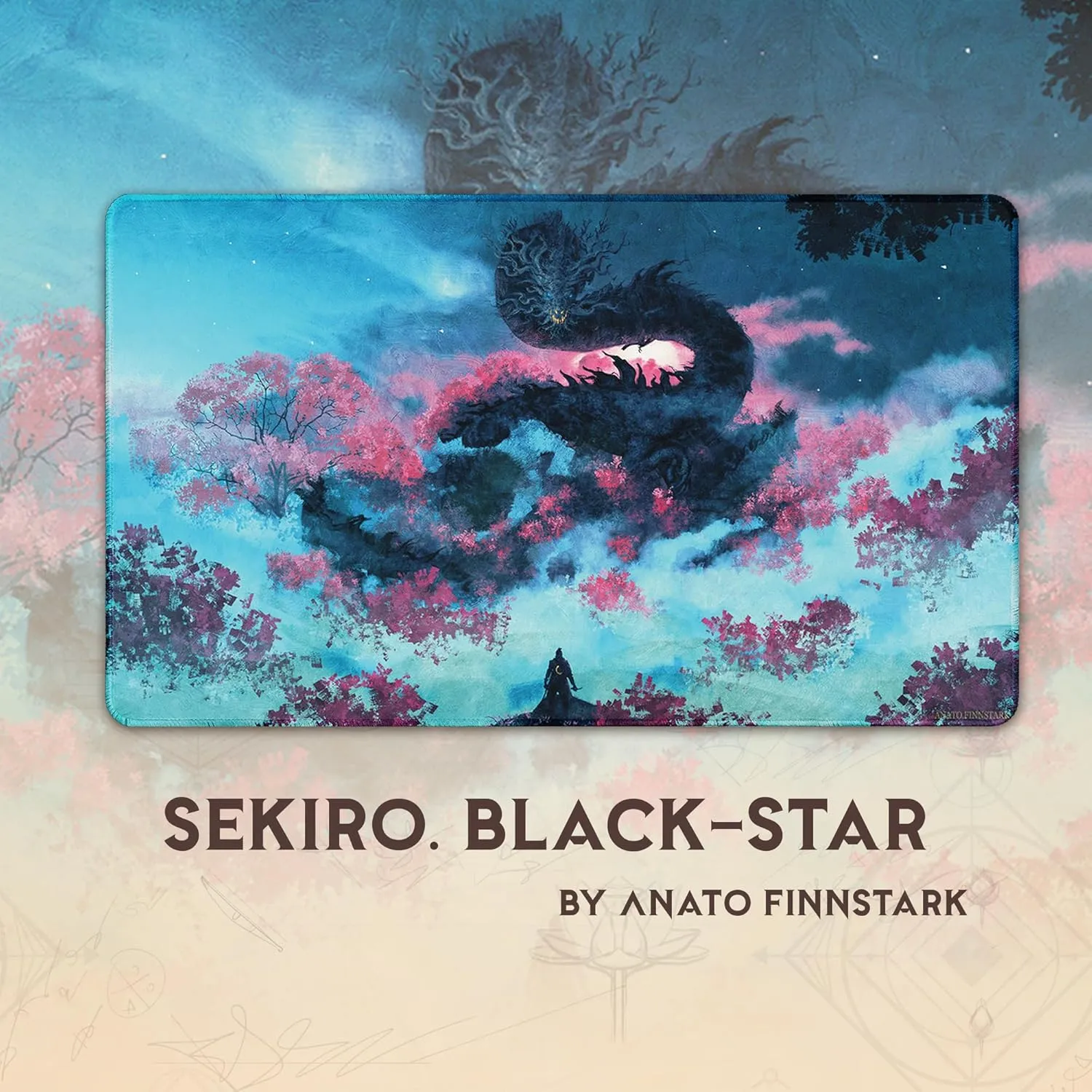 Sekiro vs. The Black Star (Stitched) - MTG Playmat by Anato Finnstark, Sekiro - Compatible with Magic The Gathering Playmat - Play MTG, YuGiOh, TCG - Play Mat Art Designs & Accessories