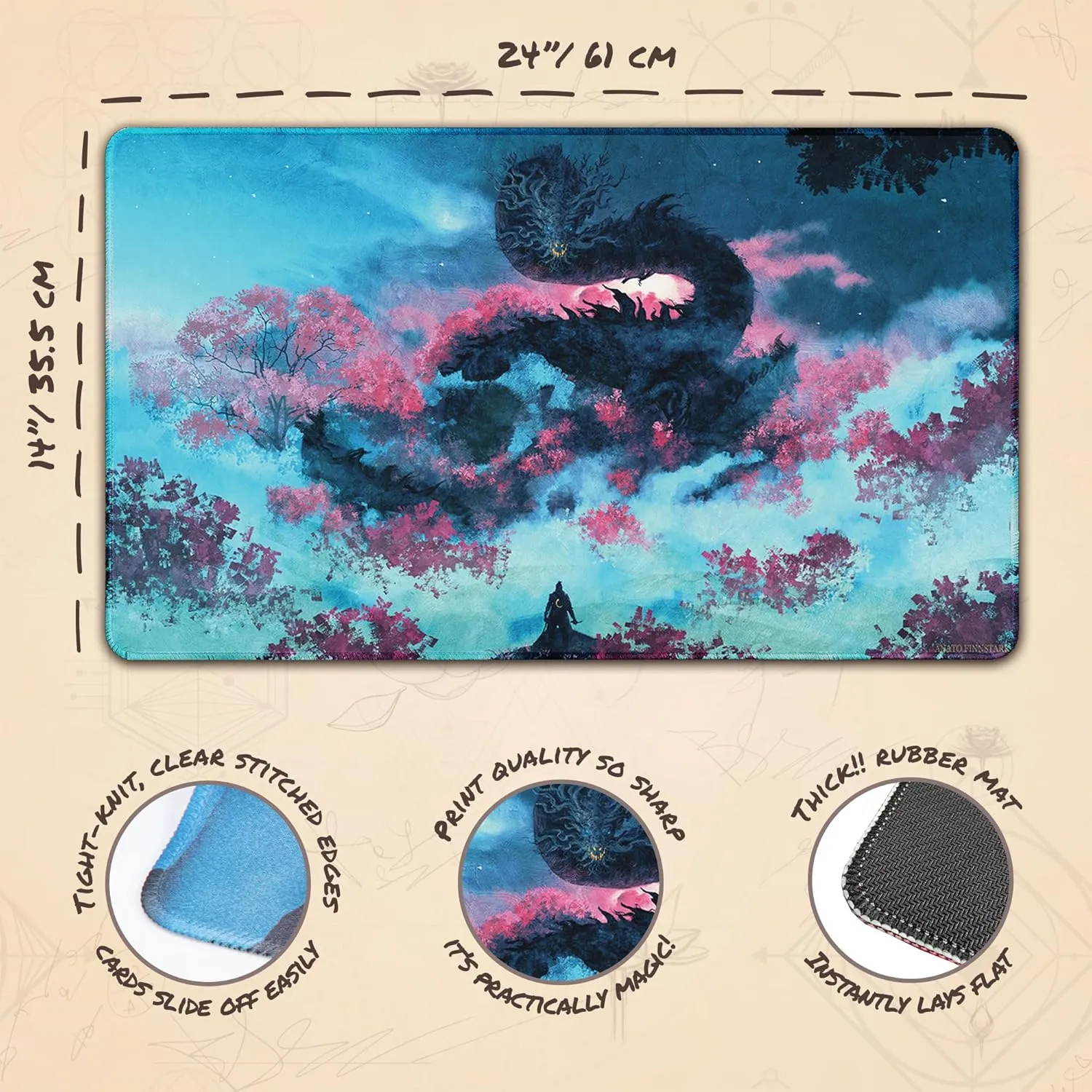 Sekiro vs. The Black Star (Stitched) - MTG Playmat by Anato Finnstark, Sekiro - Compatible with Magic The Gathering Playmat - Play MTG, YuGiOh, TCG - Play Mat Art Designs & Accessories