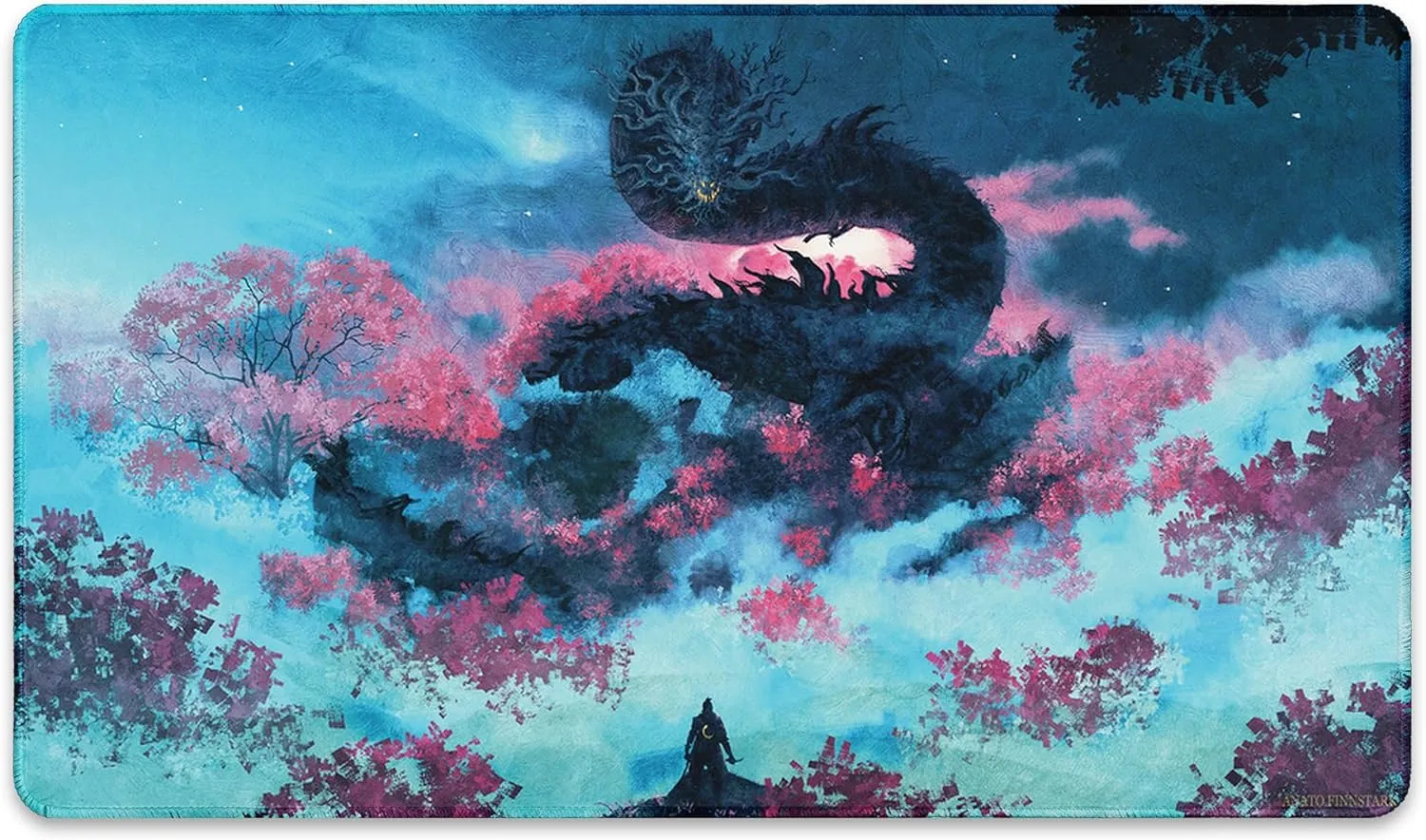 Sekiro vs. The Black Star (Stitched) - MTG Playmat by Anato Finnstark, Sekiro - Compatible with Magic The Gathering Playmat - Play MTG, YuGiOh, TCG - Play Mat Art Designs & Accessories