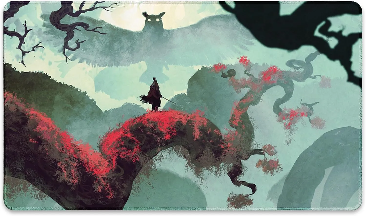 Sekiro vs. The Deep Forest (Stitched) - MTG Playmat by Anato Finnstark, Sekiro - Compatible with Magic The Gathering Playmat - Play MTG, YuGiOh, TCG - Play Mat Art Designs & Accessories