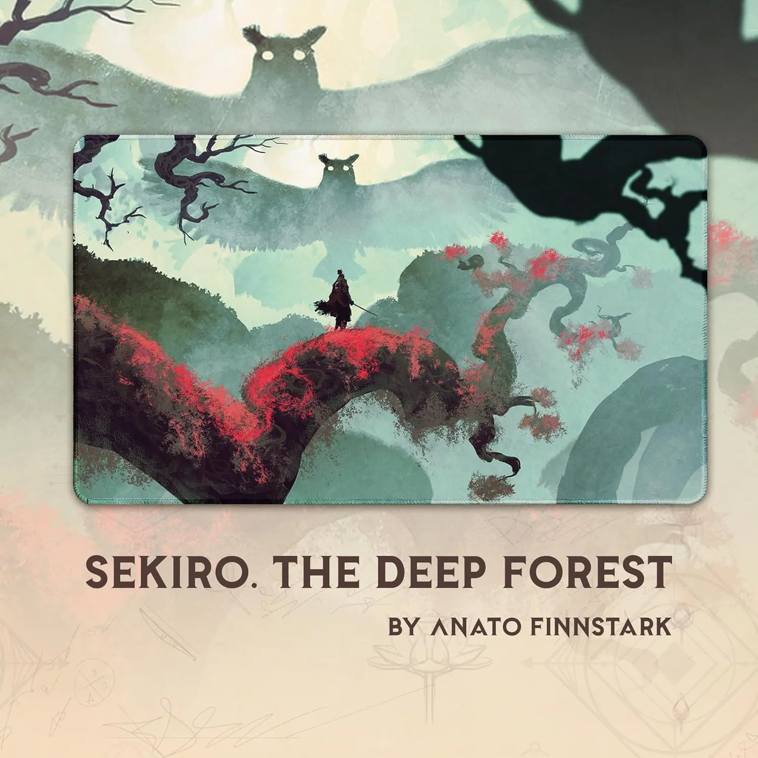 Sekiro vs. The Deep Forest (Stitched) - MTG Playmat by Anato Finnstark, Sekiro - Compatible with Magic The Gathering Playmat - Play MTG, YuGiOh, TCG - Play Mat Art Designs & Accessories
