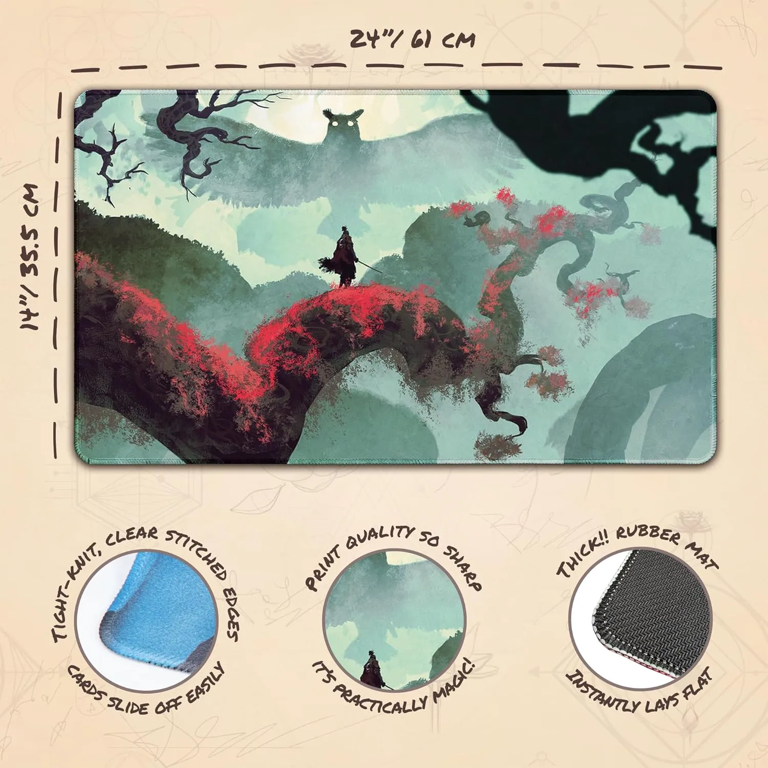Sekiro vs. The Deep Forest (Stitched) - MTG Playmat by Anato Finnstark, Sekiro - Compatible with Magic The Gathering Playmat - Play MTG, YuGiOh, TCG - Play Mat Art Designs & Accessories