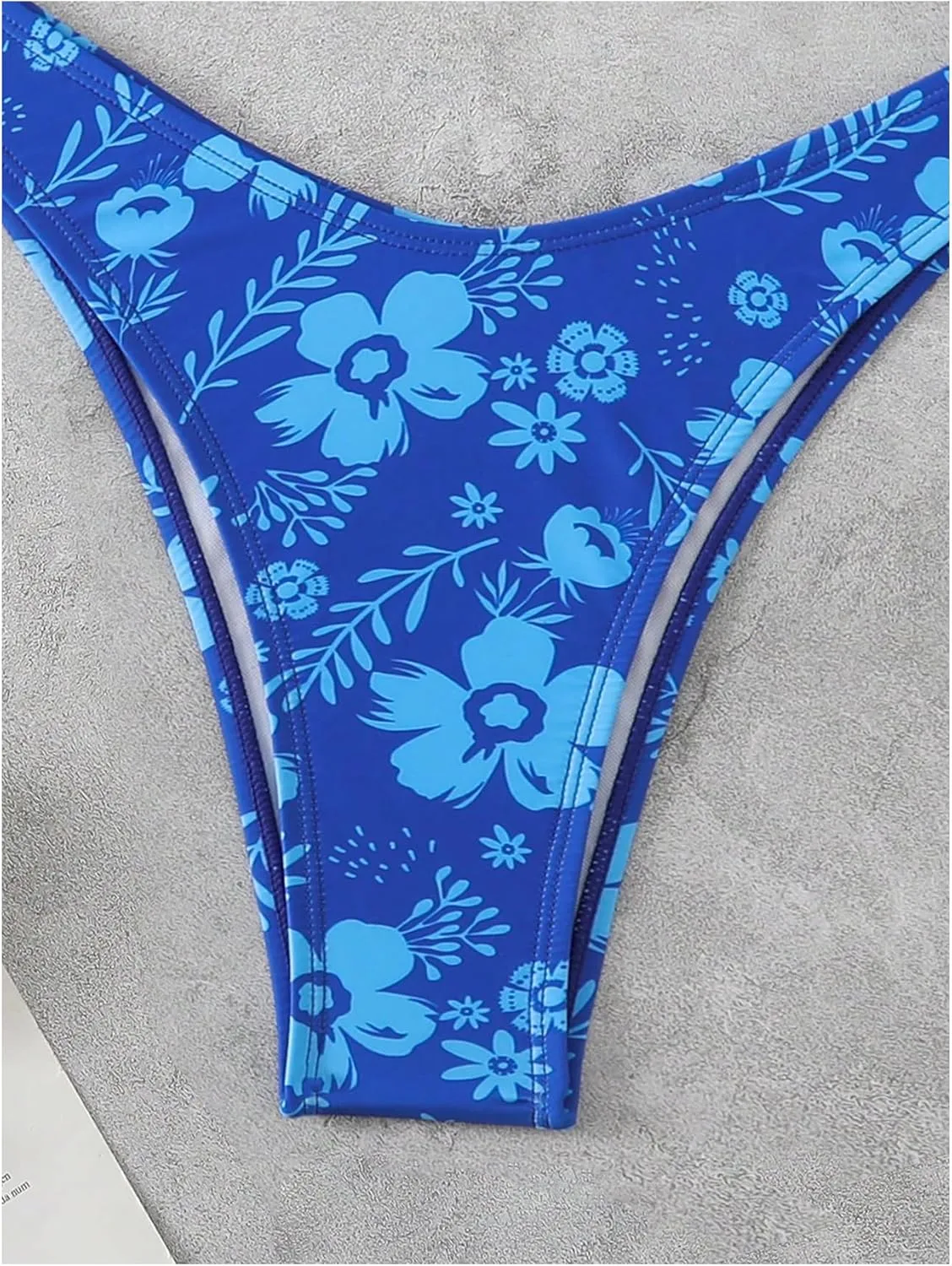 SHENHE Women's 2 Piece Strapless Swimsuit U Wire Floral Tie Back Ruched Bandeau Bikini with Thong Set