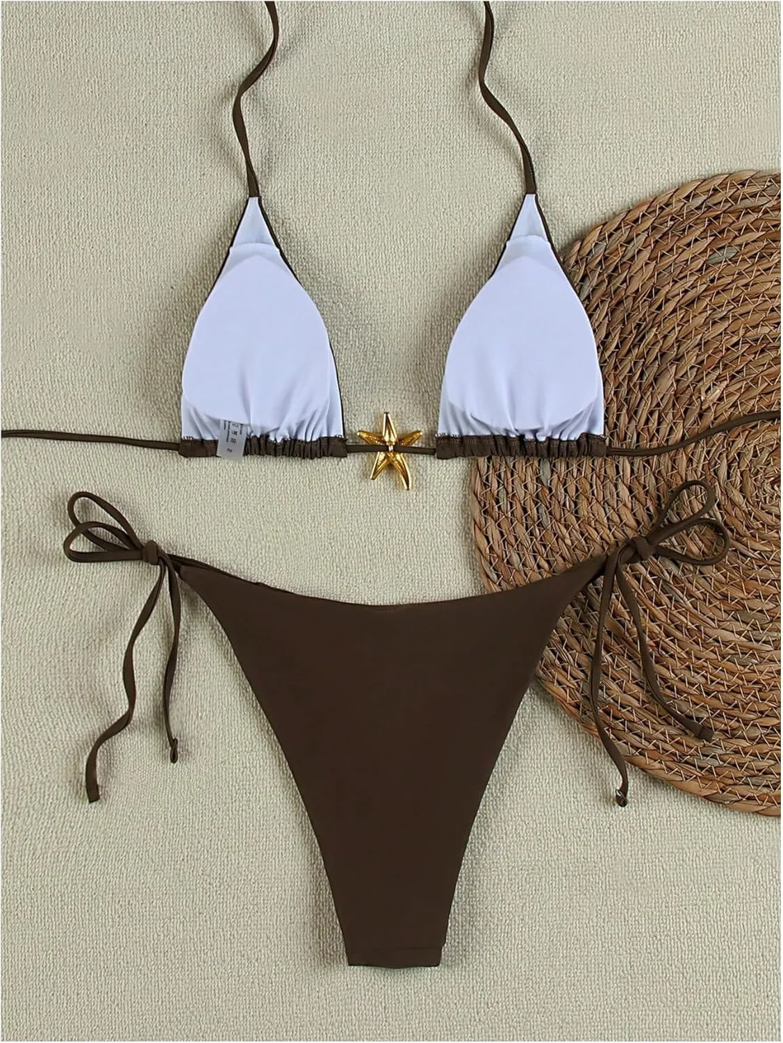 SHENHE Women's Triangle String Bikini Set 2 Piece Halter Swimsuits Starfish Metal Linked Swim Set