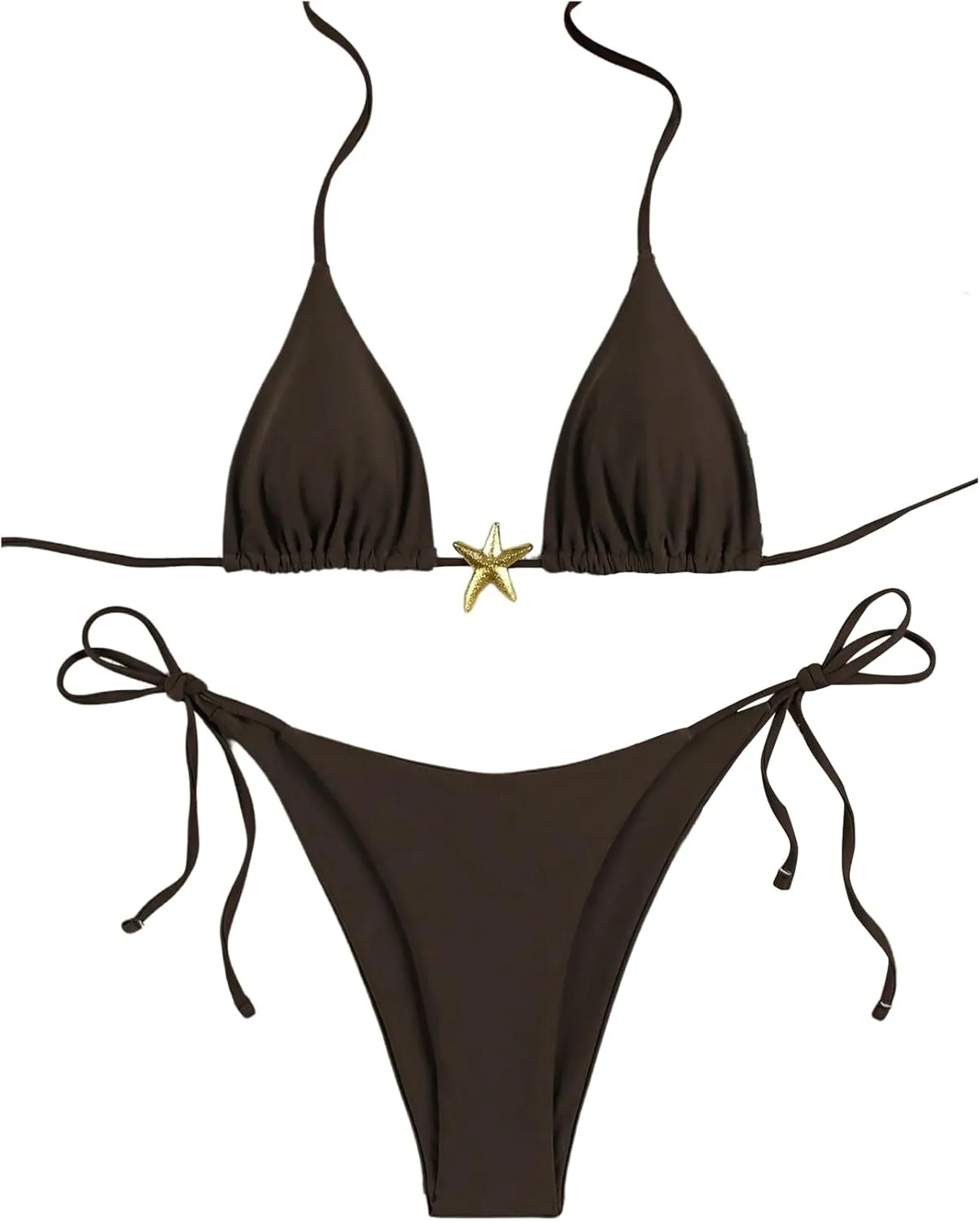 SHENHE Women's Triangle String Bikini Set 2 Piece Halter Swimsuits Starfish Metal Linked Swim Set